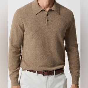 J Crew Men’s Long-sleeve sweater-polo in supersoft lambswool blend